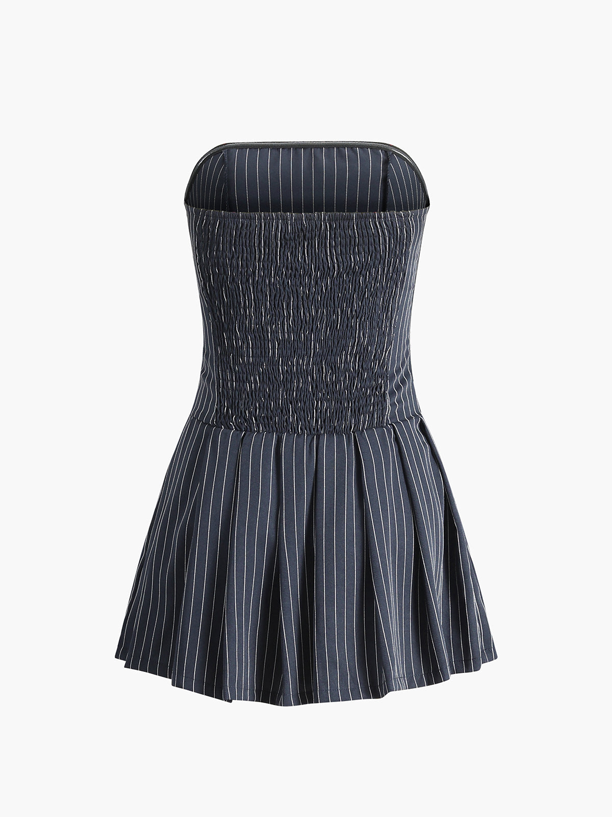 ABT48BKD Pinstripe Tube Short Pleated Dress