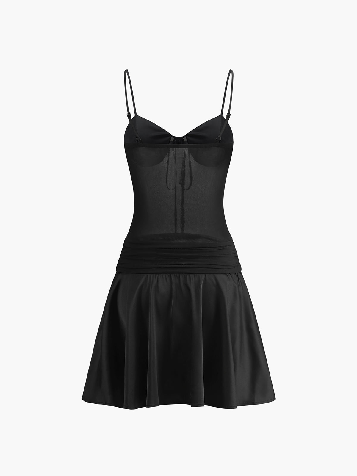 ABT16BK Sheer Knotted Short Dress