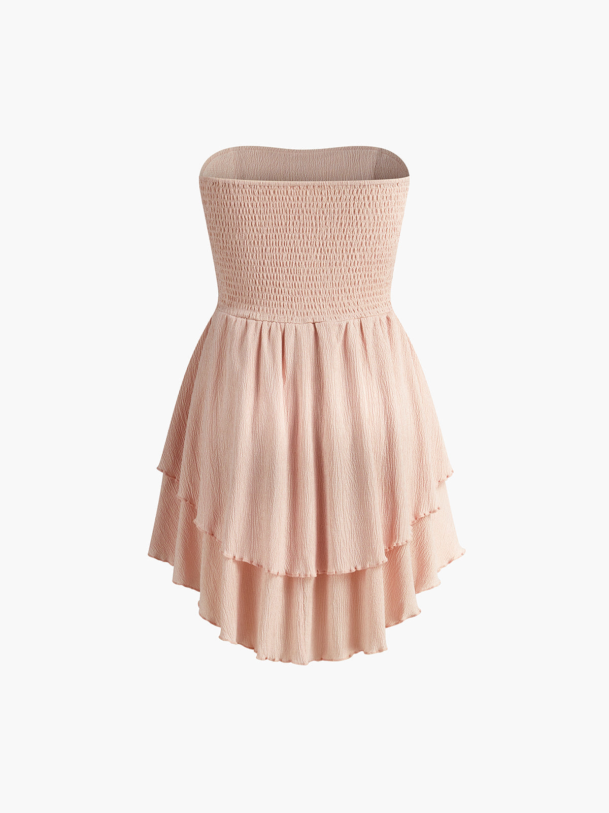 ABT04WT Tube Ruched Ruffle Short Dress