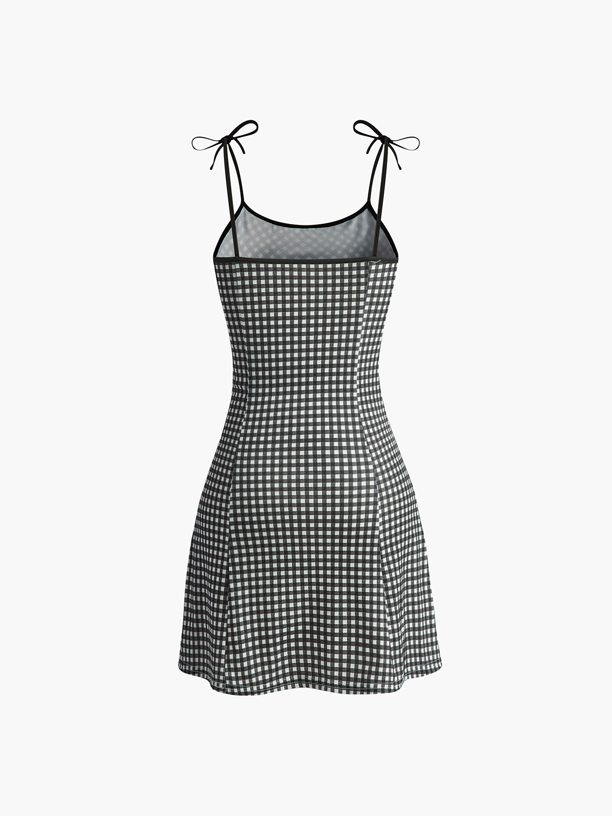 ABT07BK Plaid Piping Adjustable straps Cami Dress