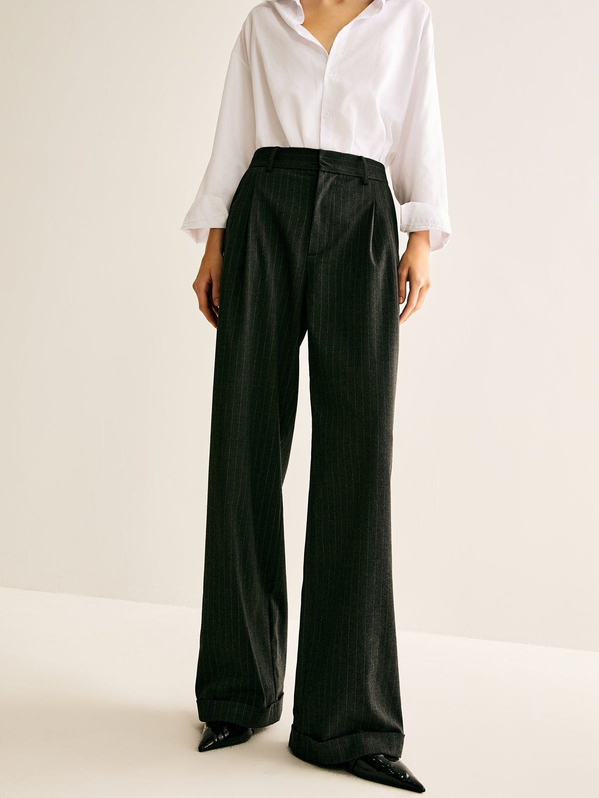 GNT056 Pinstripe Drape Pants