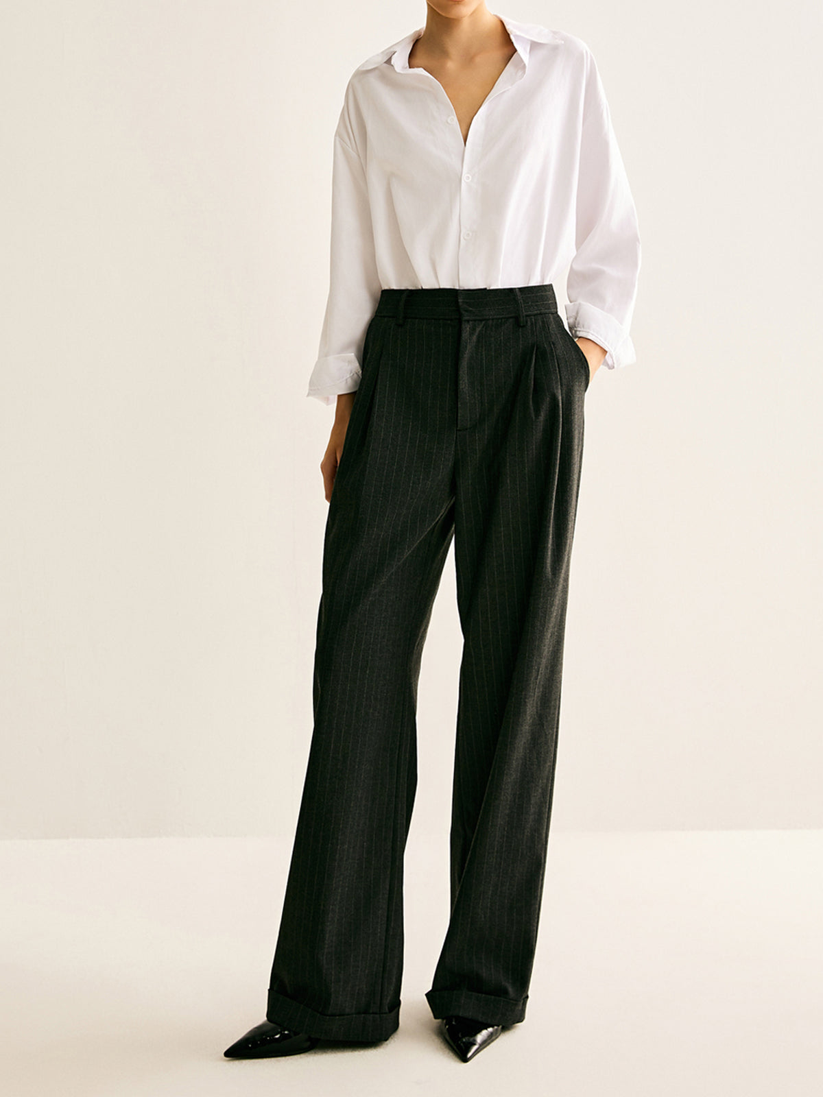 GNT056 Pinstripe Drape Pants