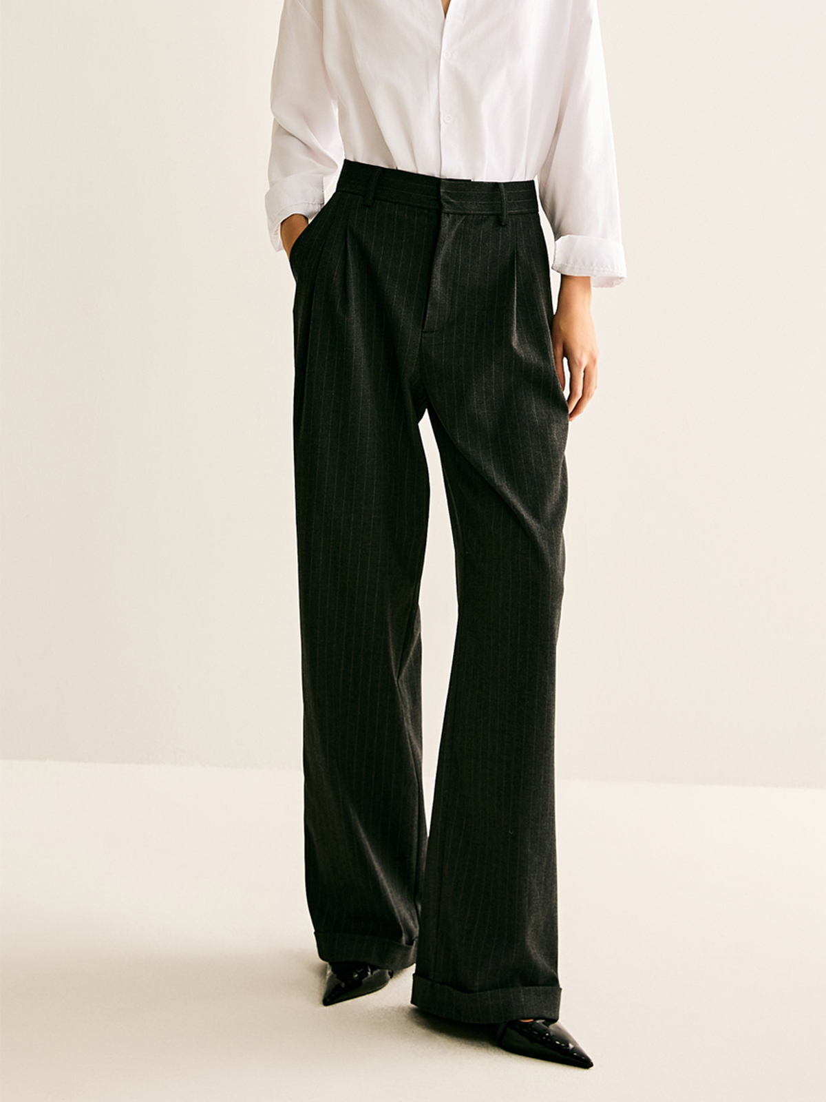 GNT056 Pinstripe Drape Pants