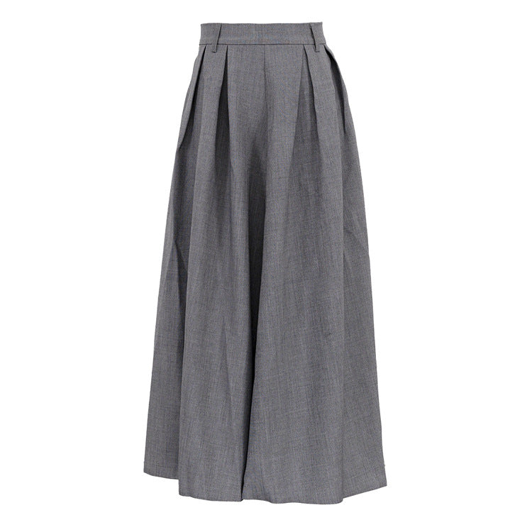 Gray Fashion Pleated Long Skirt skirts for women